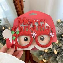 1入組中性款聖誕節主題鹿角眼鏡框,聖誕樹,金色閃粉,適用於派對和聖誕節節慶裝飾