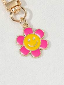 1個女性鋁合金向日葵和笑臉鑰匙扣,是送給最好的朋友的理想禮物,可當手提包裝飾
