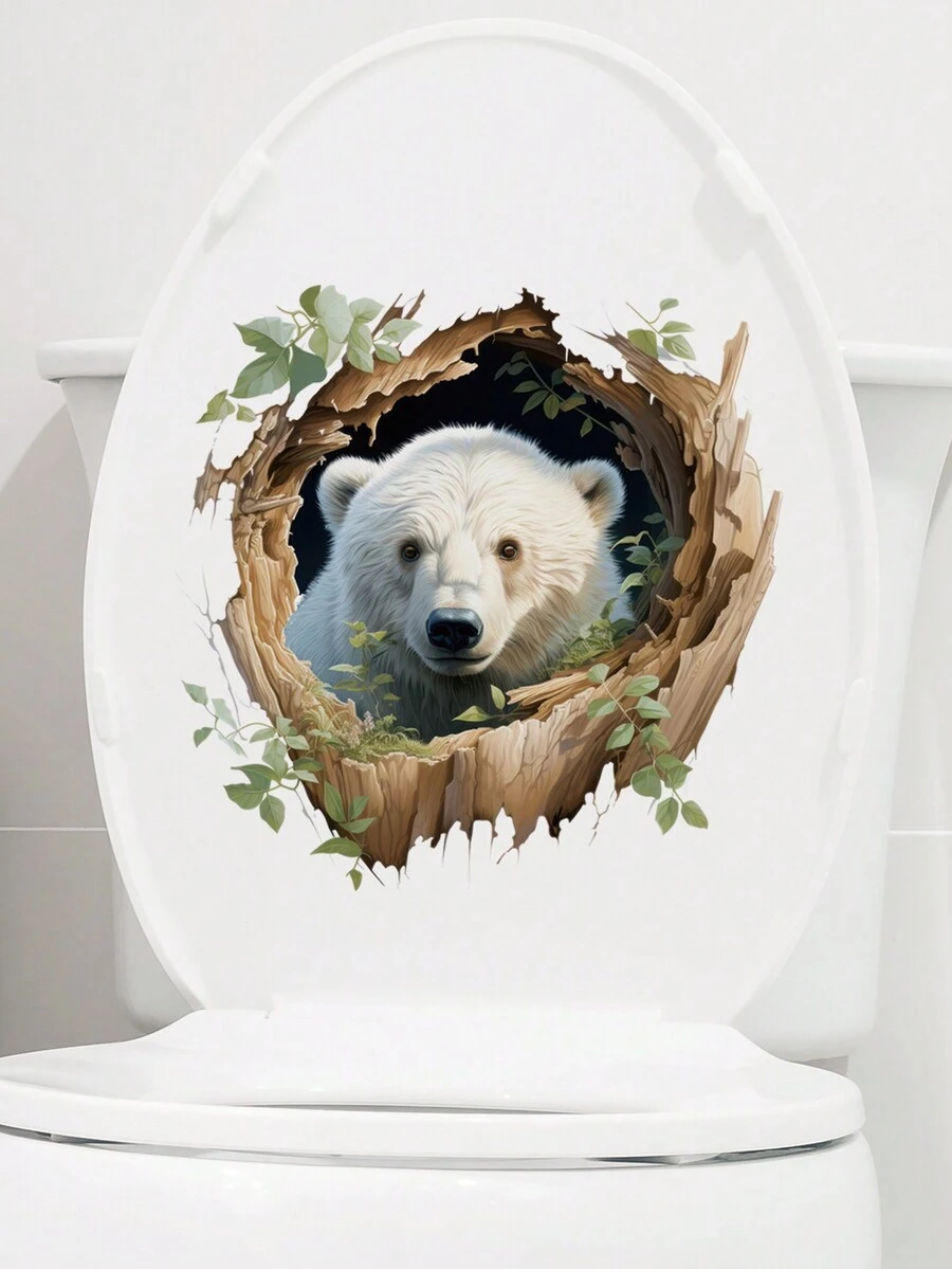 1pc 3d Visual Effect Bathroom Toilet Decal - Multicolor - View 1