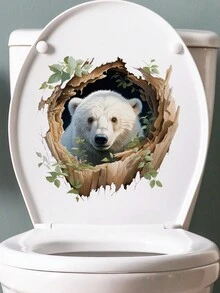 1pc 3d Visual Effect Bathroom Toilet Decal - Multicolor - View 4