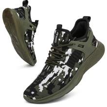 Lightweight Slip-resistant Walking Shoes Breathable Tennis Running Sneakers - Army Green - View 6