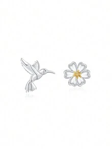 H Z JEWERLY 1對創意時尚鋯石裝飾耳環,具有夏季清涼主題的狗、鳥和心形,適合日常佩戴、假日派對,簡單舒適,作為禮物也很棒