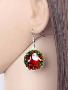 1入組亞克力聖誕禮物甜美聖誕老人花環電動車耳環吊墜珠寶,適用於女性女孩青少年兒童裝飾派對