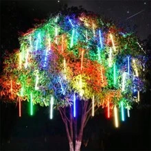 1入組太陽流星雨燈有8支管,30cm/50cm,閃爍的戶外防水燈,適用於新年花園庭院裝飾,聖誕婚禮派對樹木假期裝飾,戶外街燈
