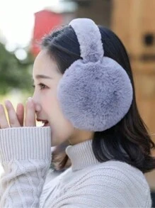 1 件裝女式冬季保暖毛絨耳罩,暖耳器,可折疊 - 灰色 - 查看 4