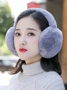 1 件裝女式冬季保暖毛絨耳罩,暖耳器,可折疊 - 灰色 - 查看 5