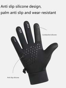 1 Cặp Găng tay đạp xe thể thao ngoài trời Unisex chống trượt ấm áp màn hình cảm ứng chống gió và chống nước, thích hợp cho việc đạp xe ngoài trời và đi làm để giữ ấm - màu đen - Xem 5