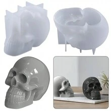 1pc Skull Shape Silicone Mold For Candle & Resin Crafts Diy Making - White - View 1