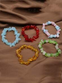 5 Piezas Pulseras De Piedras Naturales Para Mujeres (color Al Azar) - Multicolor - Ver 5