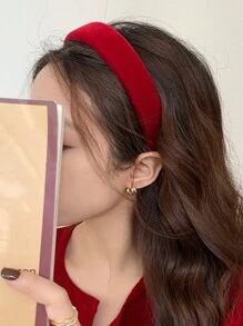1 件裝女式紅色天鵝絨和天鵝絨簡約簡約優雅復古頭帶,適合日常生活、外出、洗臉、化妝、做髮型和搭配衣服作為髮飾 - 紅色 - 查看 1