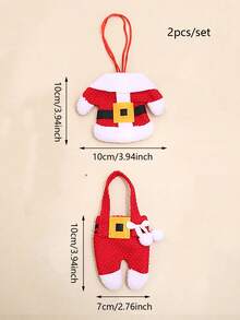 2 件/套聖誕餐具架,聖誕老人套裝設計刀叉袋,聖誕派對餐桌裝飾