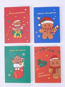 12pcs/set  Random color Christmas Theme Multicolor 64k Notebook Cute Cartoon Gingerbread Man Notepad Santa Claus Fawn Christmas Stocking Small Book Small Gift - Multicolor - View 8