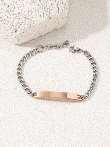 2pcs European And American Style Titanium Steel Couple Bracelets, Suitable For Men And Women To Wear On Parties - Silver - View 9