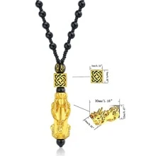 Bracciale/collana Feng Shui Pixiu In Ossidiana Nera