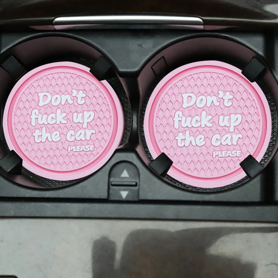 2入組粉色字母圖案杯墊 - 粉色 - 查看 1