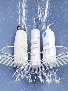 1 件壁掛式黑色/白色收納架,無需鑽孔,適用於浴室盥洗用品、沐浴乳、香水等。 - 白色 - 查看 5