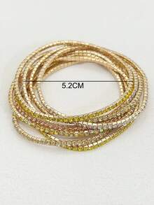 Set de 8 pulseras de cristal súper delgadas de 2mm, pulseras versátiles y sencillas de multicolor para mujer para fiestas y vacaciones - Multicolor - Ver 4