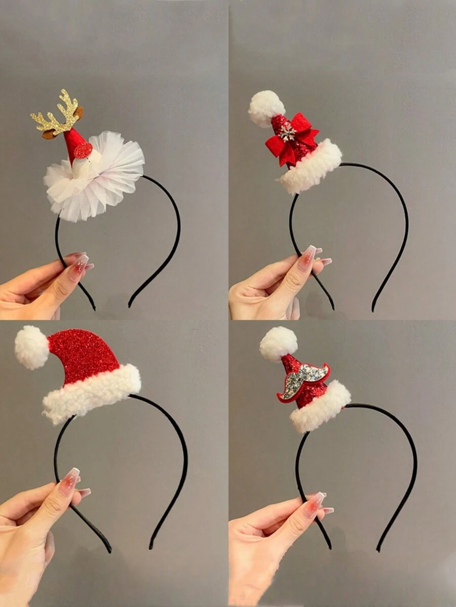 1 chiếc phụ kiện tóc dự tiệc Giáng sinh: Mũ ông già Noel, Băng đô len. - Nhiều màu - Xem 1