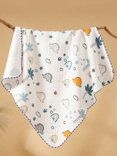 1 件男女通用动物印花新生儿襁褓毯，适合春秋季婴儿男孩和女孩，医院级面料，适合婴儿洗澡礼物