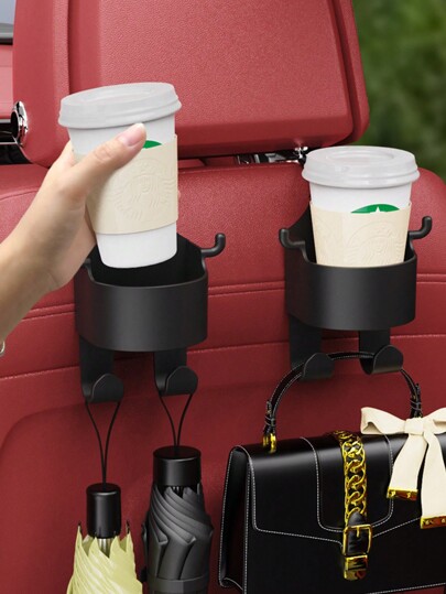 1pc Multifunctional Car Hook Mounted Cup Holder, Storage Box, Mobile Phone Holder, Beverage Holder, Car Organizer