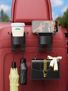 1pc Multifunctional Car Hook Mounted Cup Holder, Storage Box, Mobile Phone Holder, Beverage Holder, Car Organizer - Black - View 5