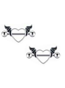 2 piezas Anillos para el pezón de 14G para mujeres, set de anillos para el pezón con barra de 16mm de acero quirúrgico con corazón de circonita y mariposa, joyería de piercing corporal lindo para San Valentín, Mamá, Madre, Día de la Madre, regalo