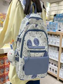 Mochila com desenho animado, bolsa escolar de lazer para menina, bolsa para laptops