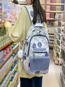 Mochila com desenho animado, bolsa escolar de lazer para menina, bolsa para laptops