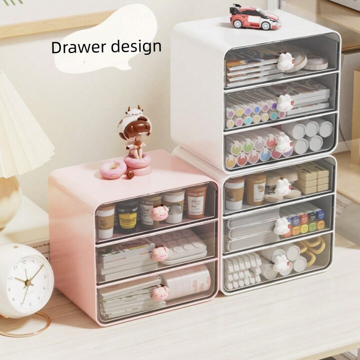 引き出し収納ケース コスメや文房具の収納に最適 3段 1個入り