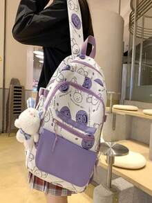 Mochila com desenho animado, bolsa escolar de lazer para menina, bolsa para laptops