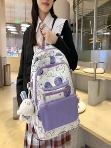 Mochila com desenho animado, bolsa escolar de lazer para menina, bolsa para laptops