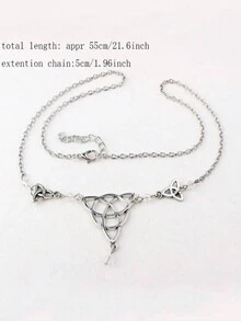 1pc Gothic Irish Knots Necklace, Crystal Magic Wizard Rune Pagan Jewelry - Black - View 4