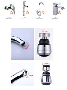 1pc Water Saving Tap Bubbler Filter Nozzle, Multiple Connector Quick Fitting Adapter For Home Faucet - Silver - View 7