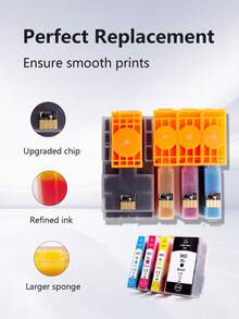 902xl 4 件装墨盒黑色组合替换件兼容 902 Xl 902xl 902 适用于 Officejet 6978 6960 6962 6968 6970 6975 6954 6958 6950 6951 打印机（黑色、青色、洋红色、黄色）