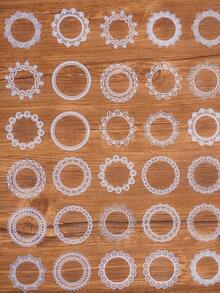 30 个/包白色圆形蕾丝贴纸 - 宠物防水，不对称图案，非常适合手机和电脑的装饰或基础材料 - 白色 - 查看 1