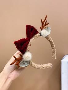 1 件組可愛卡通聖誕馴鹿鹿角女孩髮箍 - 彩色 - 查看 4