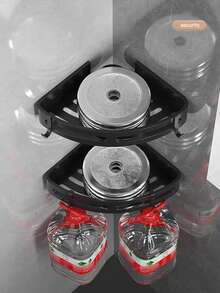 Estante De Almacenamiento Para El Baño Sin Perforaciones, Estante De Almacenamiento Minimalista De Color Sólido Montado En La Pared, 1 Ud. - Negro - Ver 8