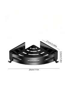 Estante De Almacenamiento Para El Baño Sin Perforaciones, Estante De Almacenamiento Minimalista De Color Sólido Montado En La Pared, 1 Ud. - Negro - Ver 2