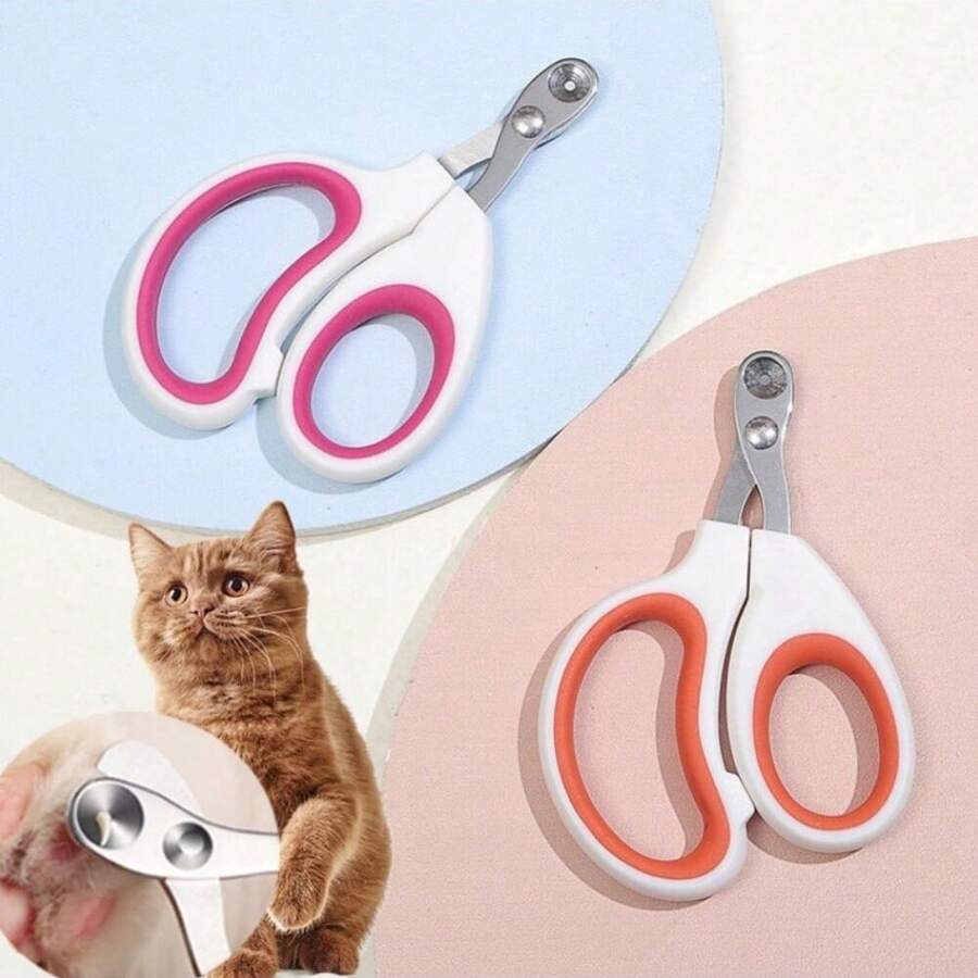 Cortaúñas Para Gatos De Acero Inoxidable, Diseño De Orificio Redondo Y Orificio Ciego Pequeño, Adecuado Para Nuevos Principiantes, Color Aleatorio - Multicolor - Ver 1