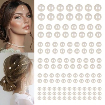 One Piece Hair Faux Pearl Stickers Self-Adhesive Faux Pearl Stickers Face Faux Pearl Stickers Hair Elegant Hair Ties Ponytail Holders Hair Elastics Hair Rubber Bands Scrunchies Hair Rope Elastic Hair Tie
