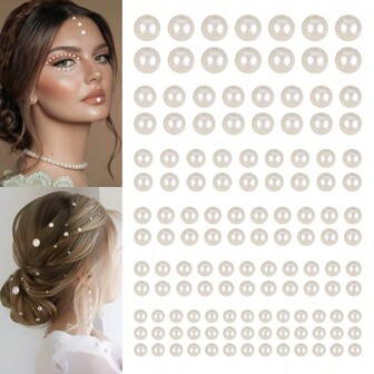 One Piece Hair Pearl Stickers Self-Adhesive Pearl Stickers Face Pearl Stickers Hair Elegant