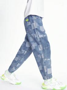 Annil 兒童服裝男童牛仔褲，春秋季俊俏時尚兒童休閒外風直筒褲 - 藍色 - 查看 2