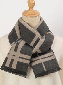 1 Miếng Nam Mềm mại Và Linh hoạt Thời trang đơn giản Quý ông Phong cách Mùa Đông Khăn quàng cổ - Xám - Xem 2