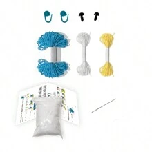 1 件蓝色企鹅钩针可爱钩针娃娃 DIY 手工材料套件套装多种选择，初学者钩针套件，附带易学纱线，非常适合初学者钩针套件，附带分步视频教程，适合用作包、钥匙扣、书包等配饰，必备休闲 - 藍色 - 查看 3