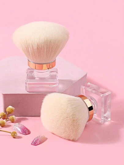 Cepillo de limpieza con diseño de flor con forma de seta, removedor de polvo y aroma para arte de uñas, con base de cristal acrílico amarillo, cepillo de polvo suelto para manicura, maquillaje de base y herramientas de belleza