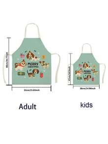 1pc Christmas Dog Linen Apron - Burgundy - View 3