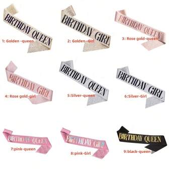 1pc Birthday Girl Sash/Birthday Queen Sash For Women/Girls Birthday Party Decoration,
