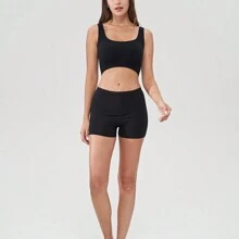 Lace Patchwork Safety Shorts - Black - View 3
