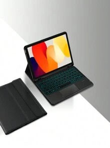 For Mi Pad Redmi Pad SE Keyboard Case 11 Inch, PU Leather Protective Cover For Red Mi Pad SE 11-Inch Redmi Pad SE Case With Keyboard Pencil Holder Groove (2023), 7 Color Backlit TouchPad Wireless Keyboard Spanish - Black Backlight-spanish+English - View 10