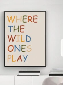 1張彩色字母海報帆布印刷,適用於臥室、客廳、兒童房牆壁裝飾